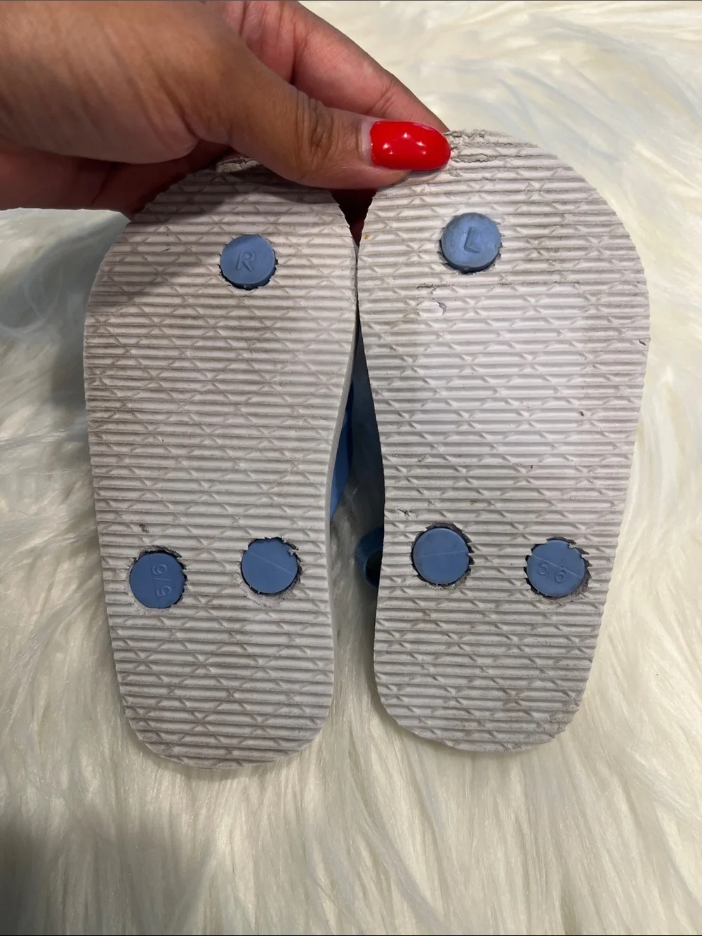 5/$35 2 used pair of Blue Dino Kids Slide Sandals - one is a size 7 & other 5/6